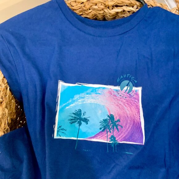 ☀️Nautica Ocean Wave Blue T-shirt  Size S - Picture 1 of 4